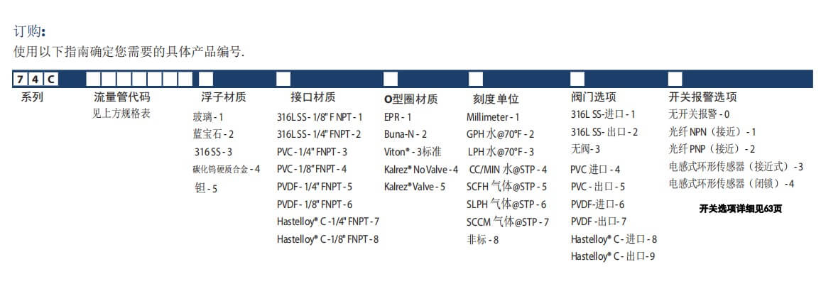 KING转子流量计7430系列玻璃转子流量计参数
