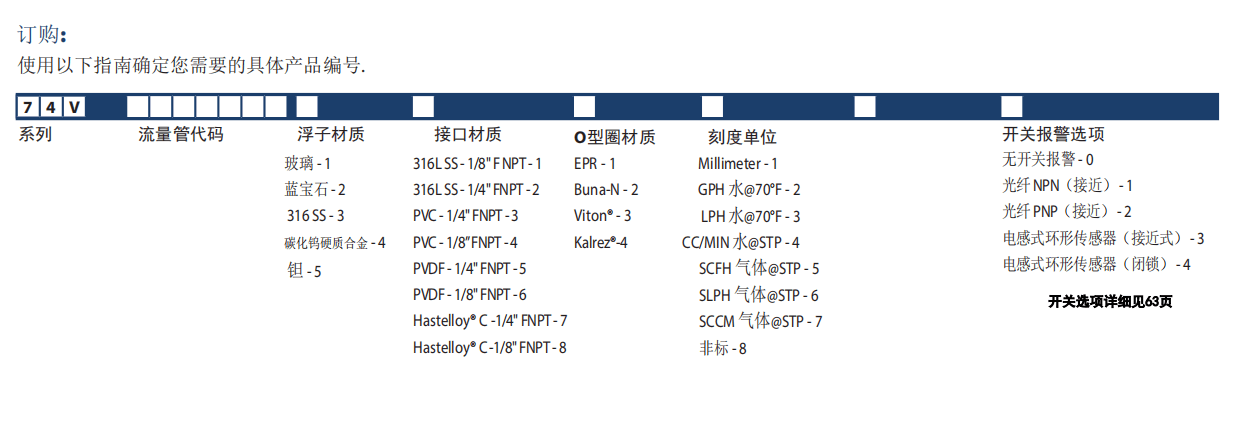 KING玻璃转子流量计7440系列参数