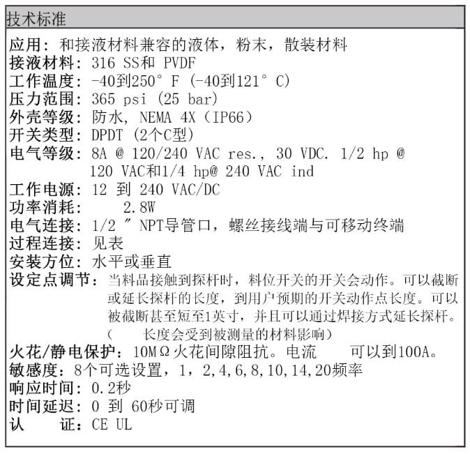 Dwyer德威尔CLS2电容式液/料位开关批发